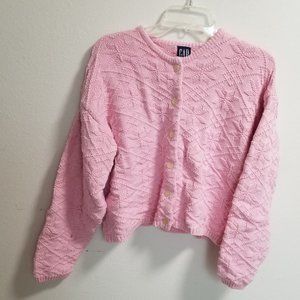 Gap Pink Intricate Button Up Sweater - Medium